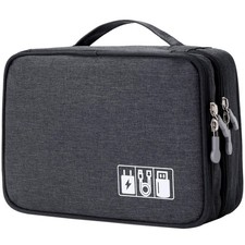Electronic Accessories Organizer Bag, Waterproof Double Layer Travel Storage ...