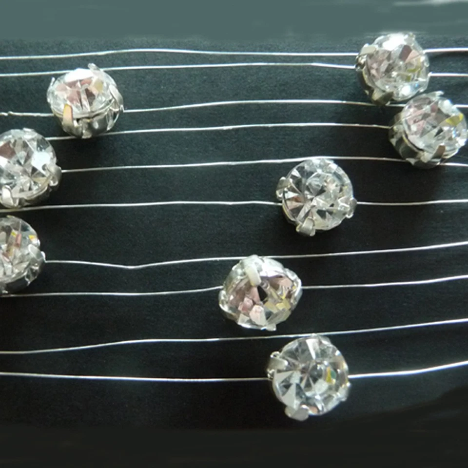 Capelli Candele Bouquet Sposa Matrimonio Diamantdraht 22 Cristalli 2m (1,50 €/ M - Immagine 2 di 4