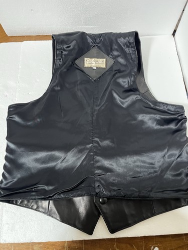 EUC VTG Continental Leather Fashion Black Biker Style 3 Pocket Vest Size 42 - Picture 11 of 12
