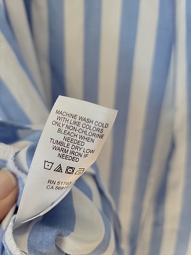 Maurices Blouse Shirt 3X Blue White Striped Button Up Longsleeve Cotton Nautical - Picture 10 of 10