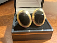 DESIGNER GOLD FILLED CUFFLINKS WITH ONYX INSERTS