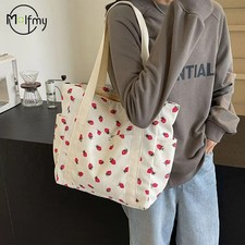 Women's Corduroy Shoulder Tote Bag   Sweet Strawberry Style, Casual  Cute