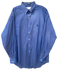 Ralph Lauren Yarmouth Cotton Pinpoint Oxford Dress Shirt Mens 16.5 - 34/35 Blue