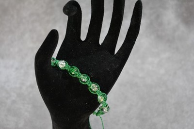 HANDCRAFTED MACRAME BRACELET WITH SHATTERED LOOKING GLASS BEADS