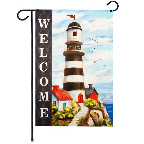 G128 Willkommen Leuchtturm Strand Garten Flagge 12x18 im Sommer Rasen Deko - Bild 1 von 8