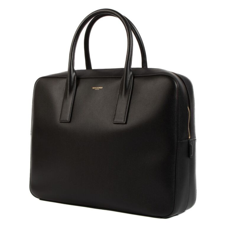 $1700 SAINT LAURENT VALIGETTA DA MU IN PELLE NERA MADE IN ITALY