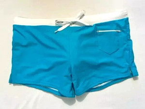 * RARE * Men's Asian Size XXL (USA-XL) Short Shorts Swim Trunks - Blue, White