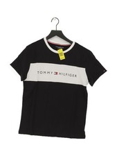 Tommy Hilfiger Herren T-Shirt M Schwarz 100% Baumwolle Basic Neu Mit Etikett