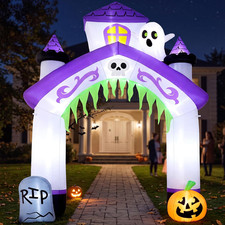 10FT Tall Halloween Inflatables Giant Haunted House Castle Archway Outdoor Decor