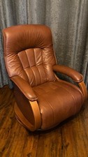 Himolla Mosel Maxi Leather Swivel Recliner Armchair      Chestnut Brown / Red
