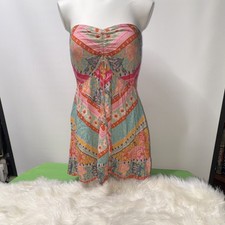 Nasty Gal Strapless Multicolor Floral Smocked Bohemian Sundress US 6