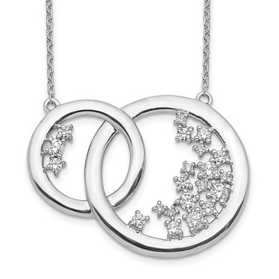 14k Weißgold 3/4 Kt Lab gezüchteter Diamant ineinandergreifender Kreis Halskette 18''