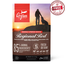 13 lbs ORIJEN Grain Free  Poultry Free, Regional Red, High Protein Dry Dog Food