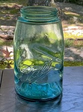 Vintage Antique Ball Mason Aqua Blue Quart Jar 1900s Mold 4/7 /100+years Old