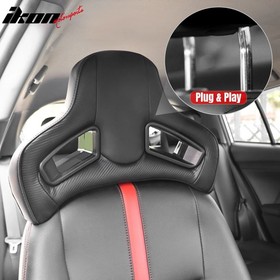 Pair Seat Headrest CFL BK PU Rod Dia 14mm Space 140mm For Civic/BMW 3 Serise