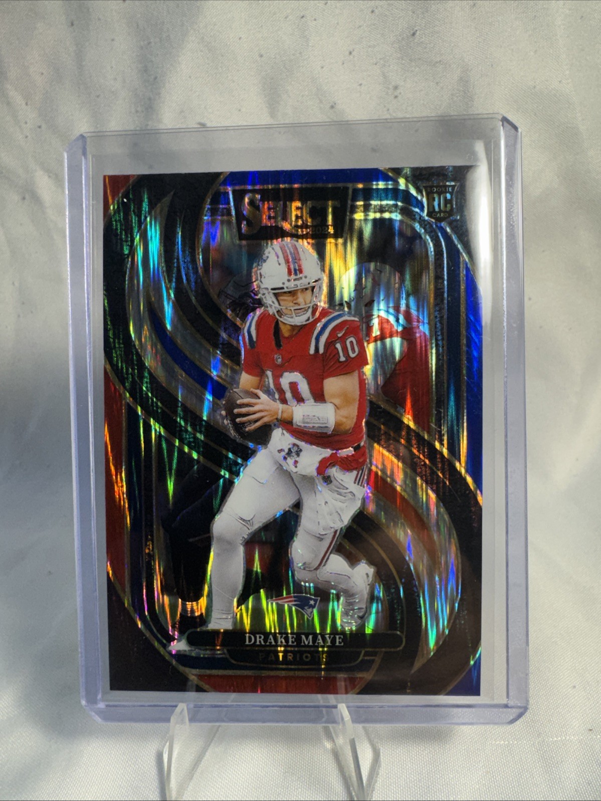 2024 Panini Select - Premier Level Drake Maye #113 Red & Blue Shock Prizm (RC)