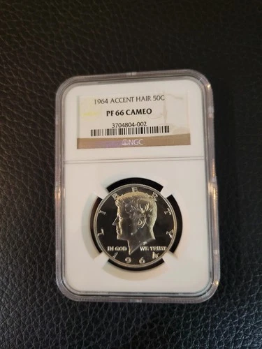 1964 Silver Proof Kennedy Half Dollar ACCENTED HAIR NGC PF 66 CAMEO
