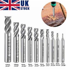 10Pcs 4 Flute HSS End Mill Slot Drill CNC Milling Cutter Bit For Metal 2-12mm