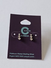 platinum plated sterling silver drop earrings 925/1000