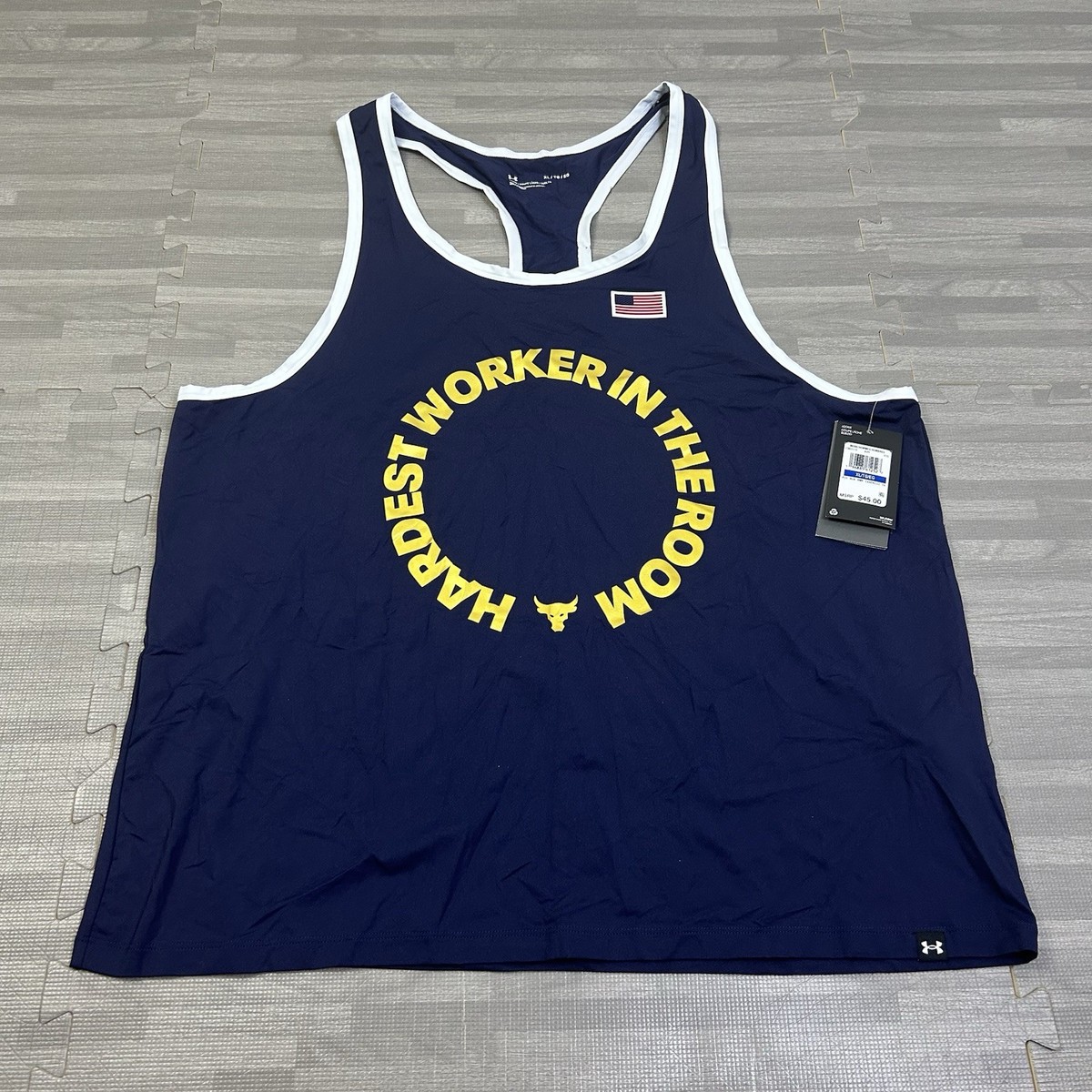 Under Armour Project Rock USA RWB Iso-Chill Tank Mens Size XL 1383310 Navy  $45