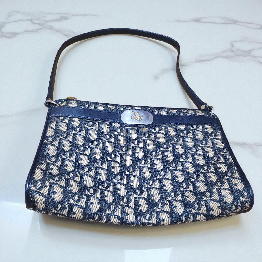 Christian Dior Trotter Shoulder Bag with Logo Hardware Vintage Designer