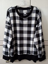 Secret Treasures PLUS Women's Plush Velour Checkered PJ Top XL 16-18 