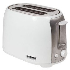 Wide Slot Toaster Cool Touch 2 Slice Bread Toaster Stainless Steel White
