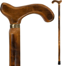 Wooden Walking Stick Cane - for Men, Women, Seniors - 36 Inch Single Point Rub