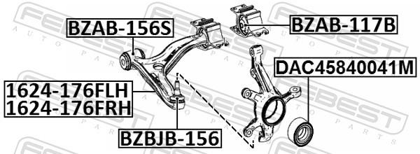 Fits FEBEST BZAB-117B REAR BUSHING WITHOUT BRACKET, FRONT CONT