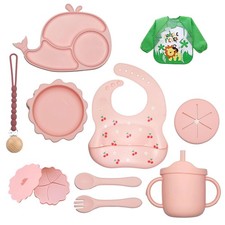 Silicone Baby Feeding Set 14 Pcs  Baby Weaning Supplies  Baby Spoons Suctio...