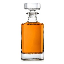 Clear Crystal Whiskey Decanter with Stopper Solid Square Heavy 25-oz Godinger