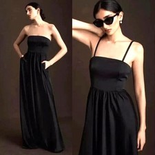 BHLDN Elsie convertible black charmeuse satin evening gown maxi dress Anthro 16