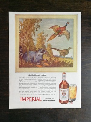 Vintage 1944 Hiram Walker Imperial Whiskey Albert Staehle Art Original Ad 524
