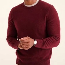L Men's 100 Pure Cashmere Merlot Wine Color Crewneck Sweater XL
