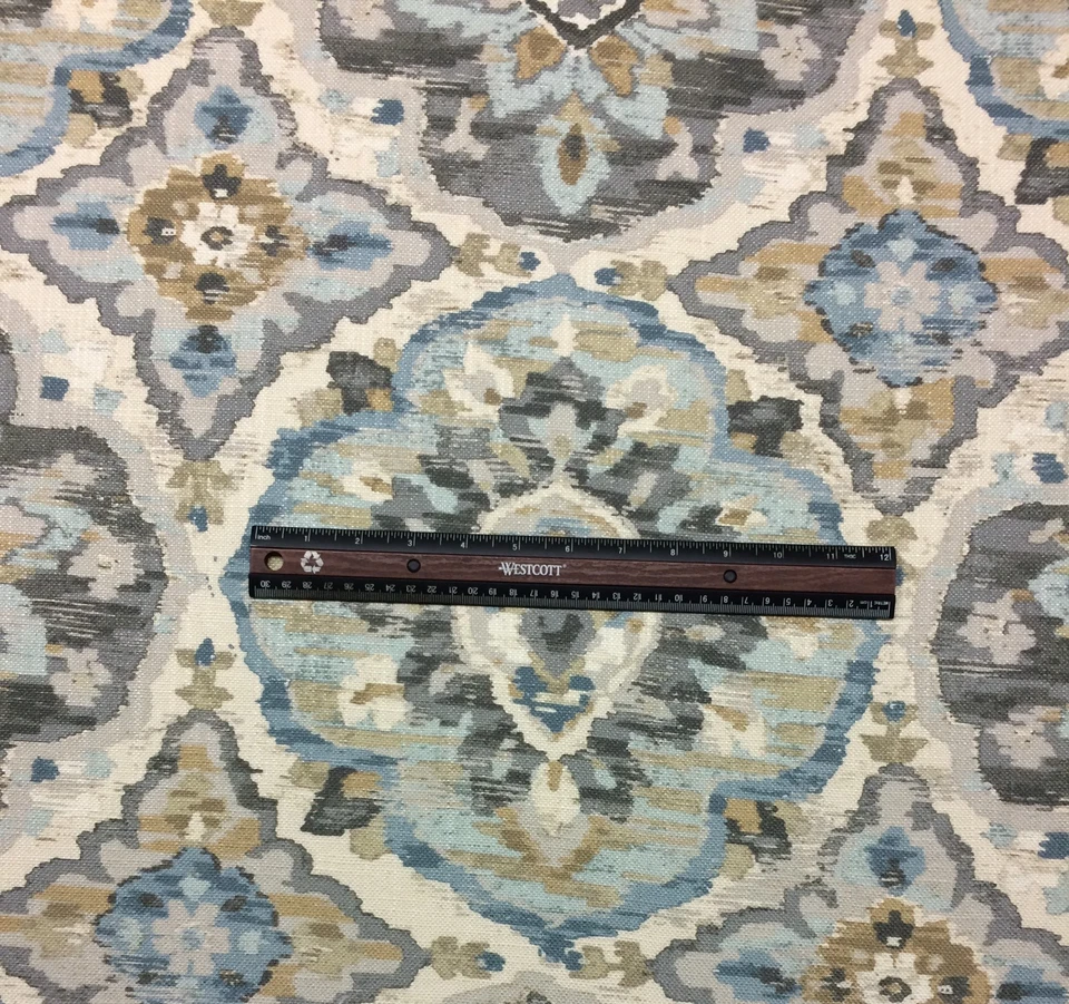 BALLARD DESIGNS BRISTOW BLUE FLORAL GEOMETRIC MULTIUSE FABRIC BY THE YARD 54" W - Image 2 of 4