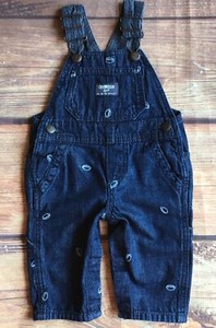 Osh Kosh BGosh Toddler Boys Blue Denim Football Themed Overalls