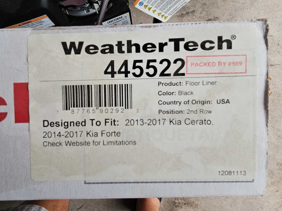 Nuevo en caja WeatherTech revestimiento de piso para Kia Forte - 2014-2018 - segunda fila - negro Foto 2 de 2
