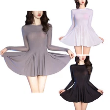 Women's Mini Dress Semi See Through Dresses with G-string Lingerie Nightwear