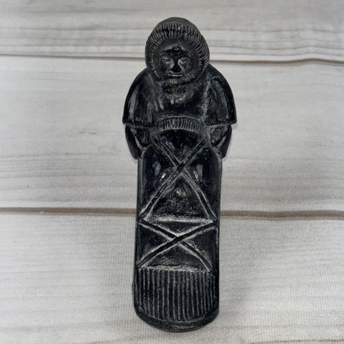 Vintage Wolf Original Hand Made Soapstone Eskimo And Sled Sculpture Canada - Picture 3 of 16