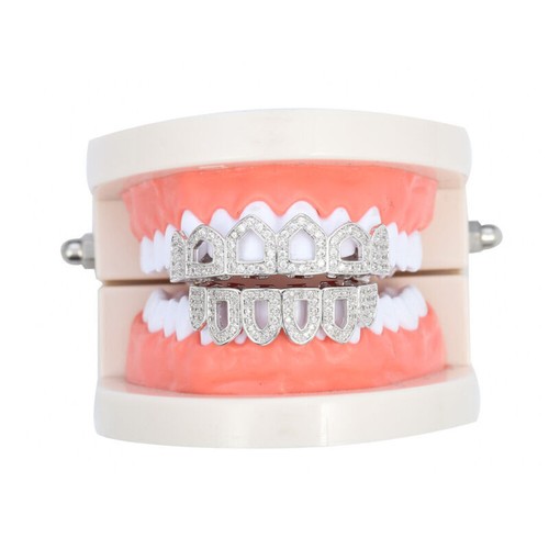 6 Zähne Grillz Set Schädel Hip Hop Zirconia Iced Bling Teeth Grillz A9367 - Bild 4 von 14
