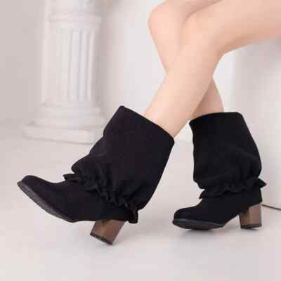 Stiefel Frau Up Knie Komfortabel Schwarz Strass 6 CM Elegant Leder Kunst 42398