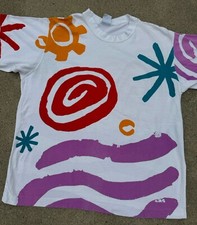 Vintage Nike Elite All Over Print Abstract Art Style T-Shirt Made In USA Large