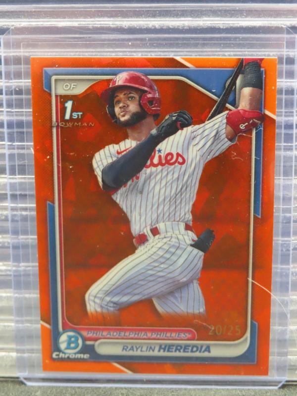 2024 Bowman Chrome Sapphire Raylin Heredia Orange Refractor 1st Prospect #20/25