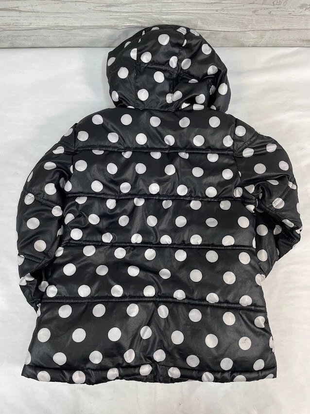 Faded Glory Girls Black Full Zip Jacket w/ White Polka Dot, Hooded Size S (6-6X) - Image 2 of 3
