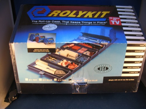 Vintage Rolykit S-14 NOS Blue Roll-Up Storage Box Case-8 1/4 x 11 x 9 1/2" - 第 1/4 張圖片