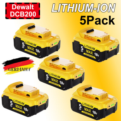 5x Akku 5,0 Ah 18V XR Li-Ion Batterie DCB182 Für DeWalt DCB205-2 DCB184 DCB200-2