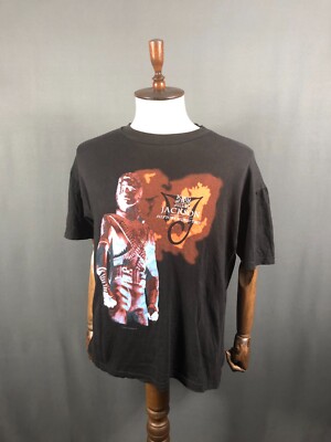 Hanes Michael Jackson History World Tour T-Shirt Cotton Men Size L Black Vintage