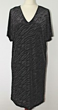 Black Animal Devore Shift Dress V Neck Evening Party Event Smart Size Small