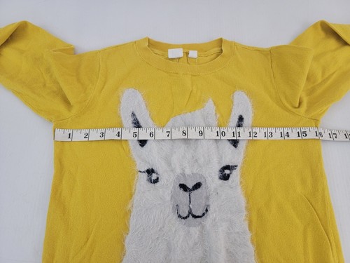 GAP Toddler Girl Size XL Yellow w/ White Llama Crew Neck Pullover Sweater - Picture 5 of 8