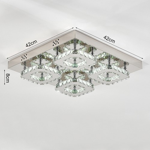 Crystal LED Ceiling Light Modern Square Chrome Lamp Fitting Pendant Chandelier - Picture 33 of 64